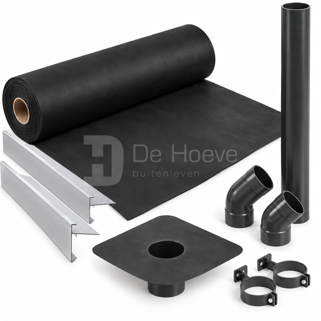 EPDM dakbedekking + PVC regenpijp