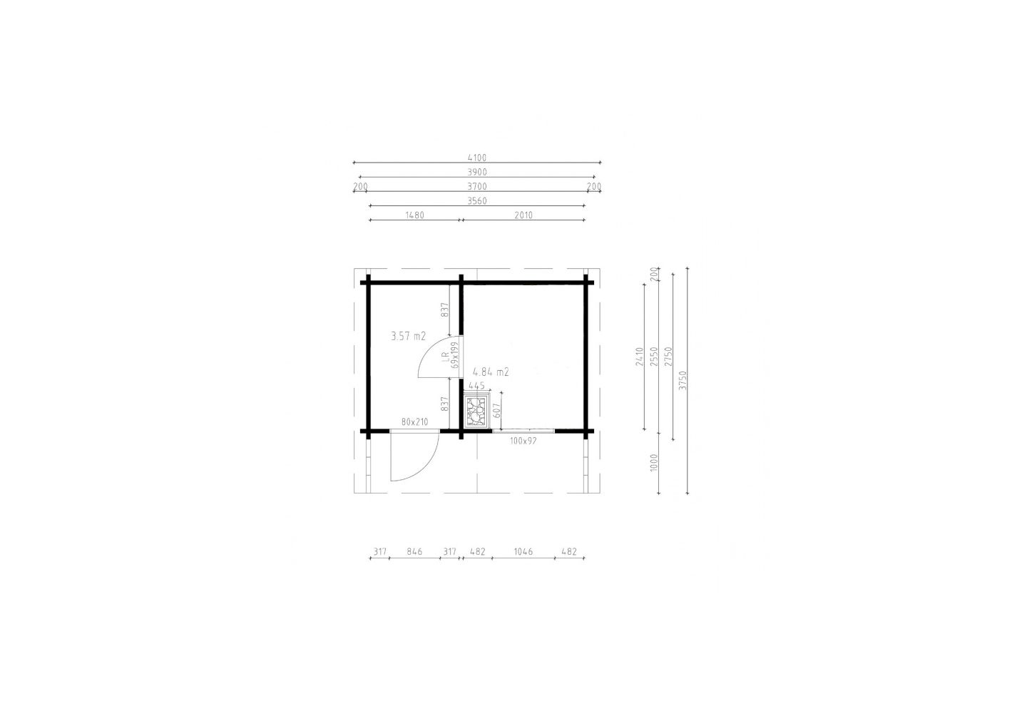 De Hoeve Tuinsauna Halden 90 |  370cm x 355cm