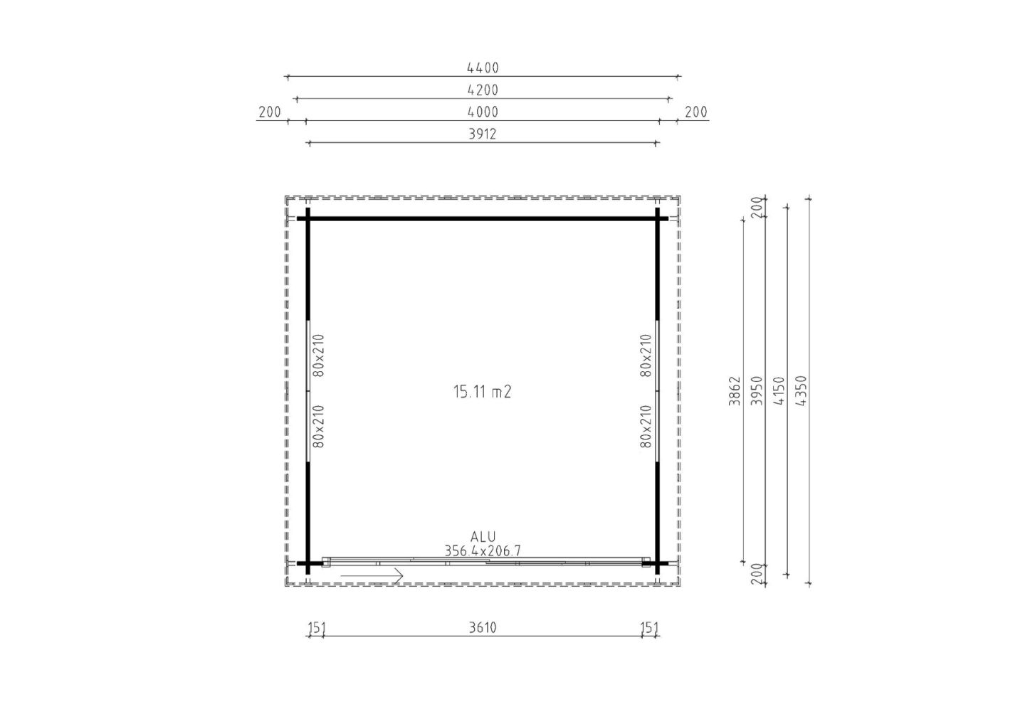 De Hoeve tuinkamer Beverwijk 44 A | 4,4 x 4,4 m