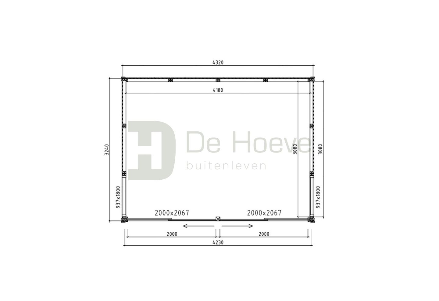De Hoeve Tuinkamer Blaak 435x325cm | Platdak