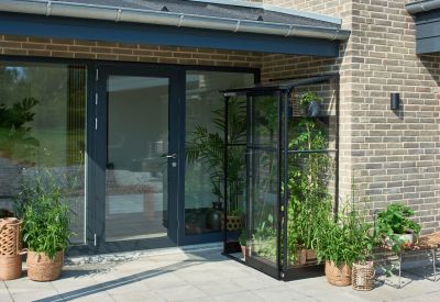 ROYAL WELL Qube Lean-to 24, zwart, veiligheidsglas 3mm