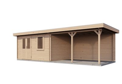 Lugarde Select Blokhut Met Overkapping Huissen - Onbehandeld