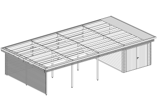 De Hoeve houten garage met Carport Etten 44 | 6,38 x 11,88 meter