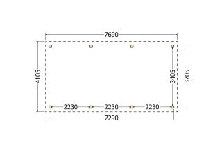 Plat dak constructie | pergola | 769x411cm