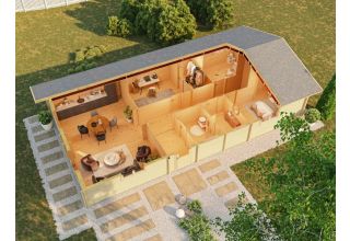 De Hoeve Houten Huis Lund (dubbelwandig) 44 | 1400cm x 750cm