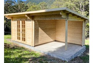 Tuinhuis met veranda Goes 44 C + TC | 6,9x3,6m 44 mm