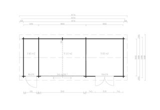 De Hoeve Tuinhuis ALU Model Oswald 44 | 818cm x 309cm