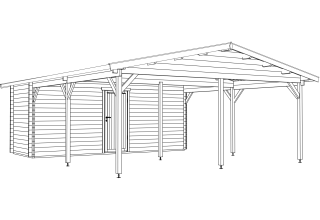 De Hoeve Carport met Berging Hoogeveen 44 | 6,38 x 8 m
