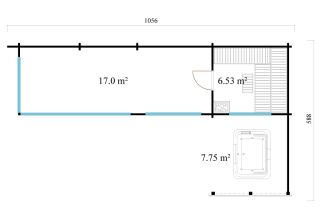 De Hoeve tuinhuis met saunacabine model Rijen ALU 70 | 10,6 x 5,9 m