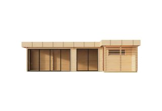 De Hoeve tuinhuis met saunacabine model Rijen ALU 70 | 10,6 x 5,9 m