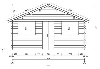 De Hoeve Houten Huis Nessi (dubbelwandig) 44 | 950cm x 570cm