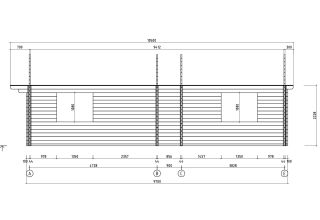 De Hoeve Houten Huis Nessi (dubbelwandig) 44 | 950cm x 570cm
