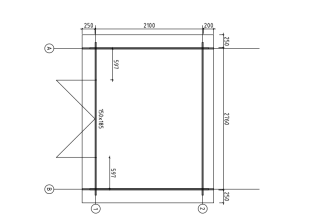 De Hoeve Blokhut Houten 2D | 270cm x 210cm