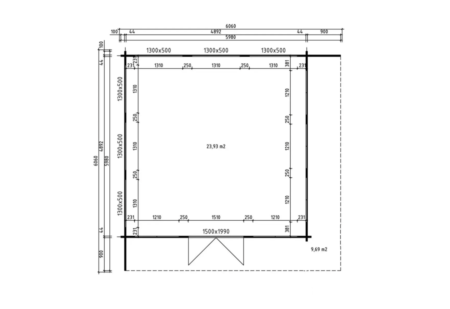 Gardenhouse24 Buitenverblijf Mila 70mm | 600x600cm