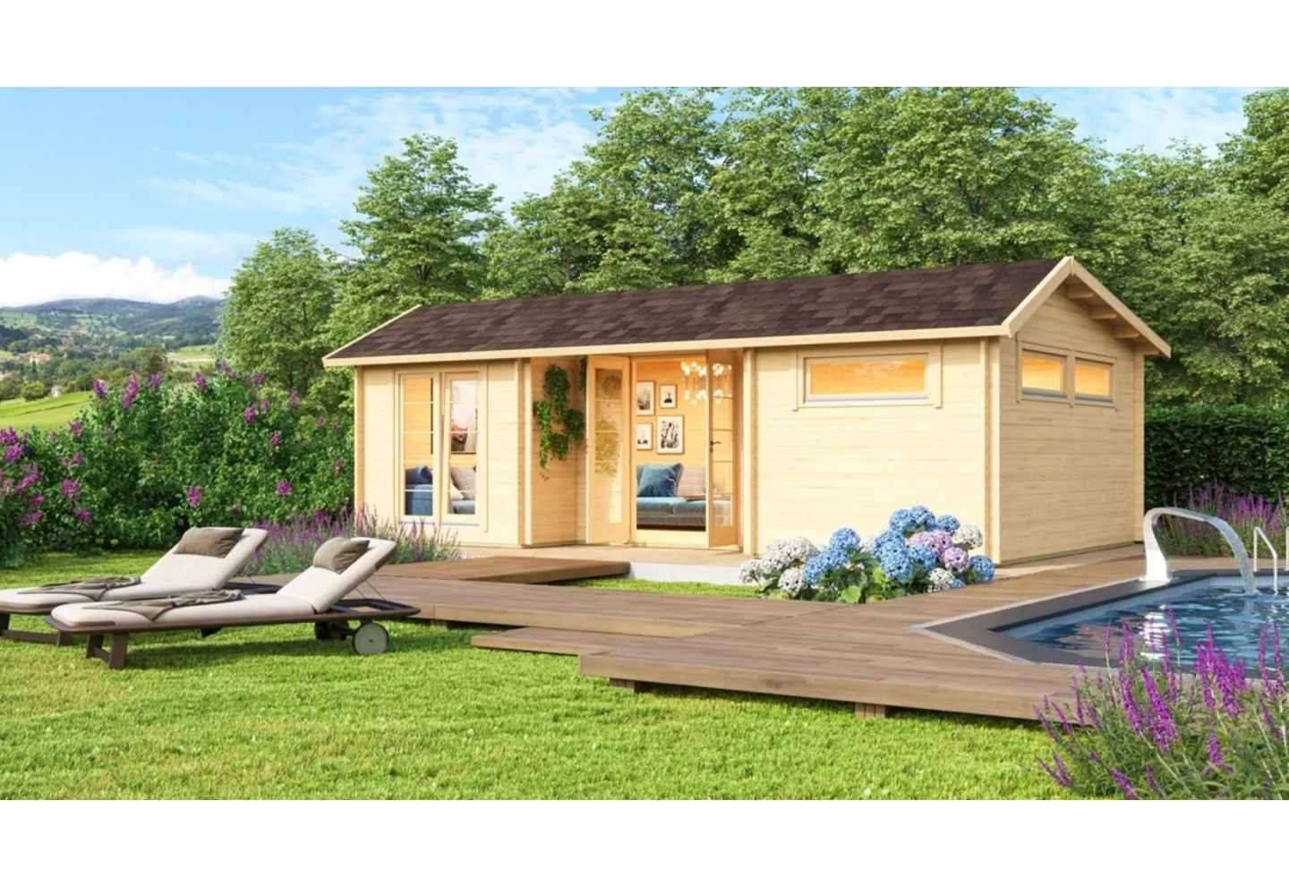 De Hoeve Houten Huis 70mm | 860x510cm