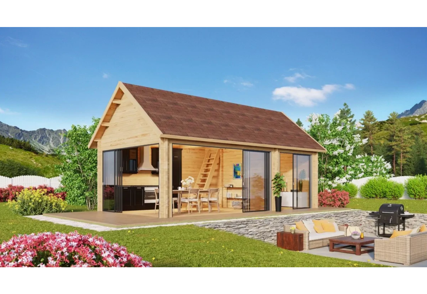 Gardenhouse24 Houten Huis Marek 70mm | 800x460cm