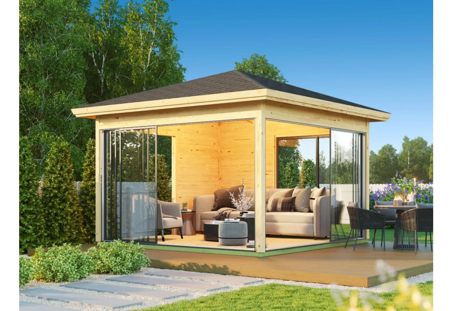 Gardenhouse24 Overkapping Alu 44-F 44mm | 430x430cm