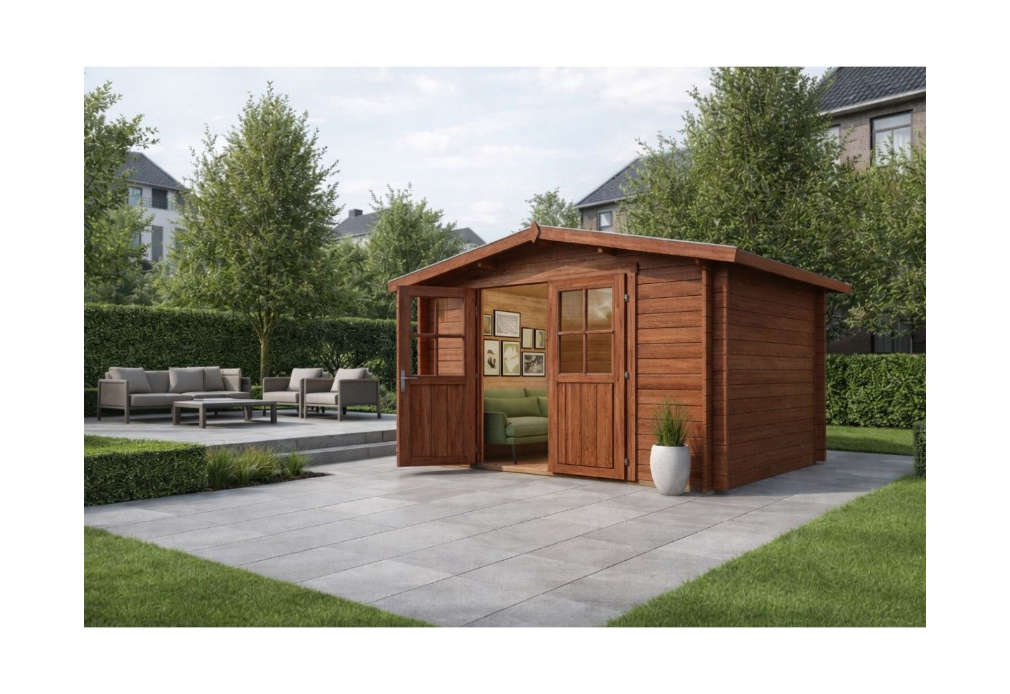 De Hoeve Blokhut Houten 4D | 336cm x 276cm