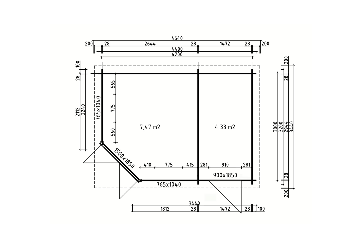 De Hoeve Blokhut Stolwijk 3D | 440x320cm 