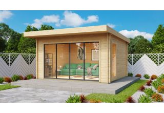 De Hoeve tuinkamer met schuifdeuren model Leens ALU 70 E | 4,1 x 4,4 m