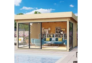 De Hoeve tuinkamer met aluminium deuren model Oss ALU  70 H | 4,5 x 4,4 m