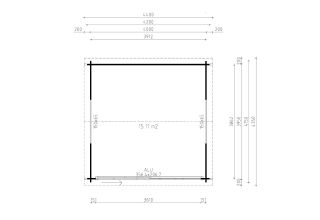 De Hoeve Tuinkamer Model Bodu ALU 44 A | 396cm x 396cm 