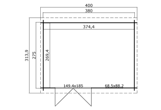 Outdoor Life Blokhut Amira 380x175 Carbongrey