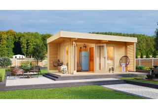 De Hoeve compacte saunacabine met terras Strijen 70 | 5,1 x 2,8 m