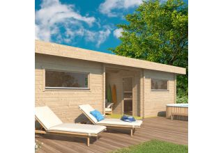 Buitensaunacabine met aparte ruimte Bussum 70 | 9,1 x 2,8 m