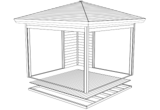 De Hoeve Glaspaviljoen/veranda Elverum ALU 44 E | 322cm x 322cm