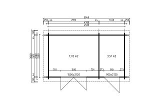 De Hoeve Tuinkamer Copenhagen 44 B (met luifel) | 640cm x 304cm