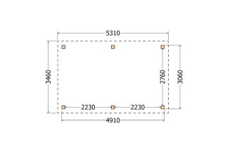 Plat dak constructie | pergola | 531x346cm