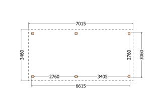 Plat dak constructie | pergola | 702x346cm
