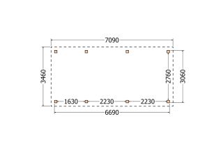 Plat dak constructie | pergola | 709x346cm