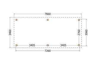Plat dak constructie | pergola | 766x346cm
