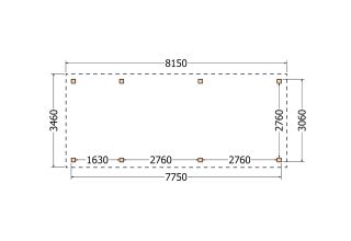 Plat dak constructie | pergola | 815x346cm