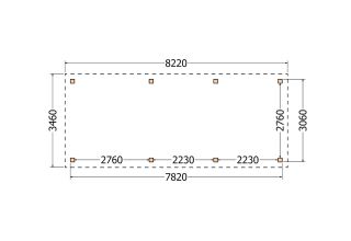 Plat dak constructie | pergola | 822x346cm