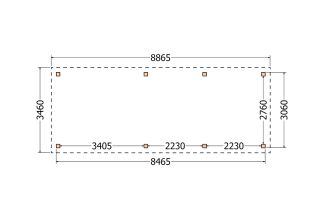Plat dak constructie | pergola | 887x346cm