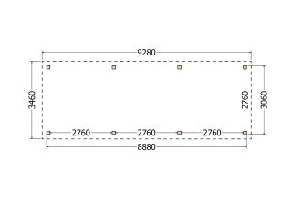 Plat dak constructie | pergola | 928x346cm