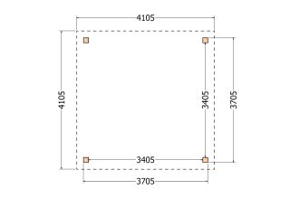 Plat dak constructie | pergola | 411x411cm