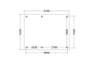 Plat dak constructie | pergola | 524x411cm