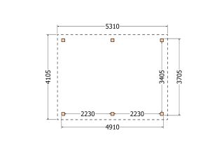 Plat dak constructie | pergola | 531x411cm