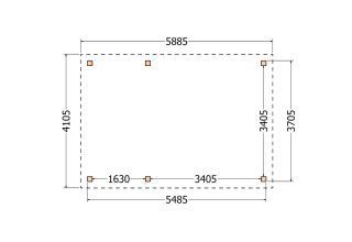 Plat dak constructie | pergola |  589x411cm