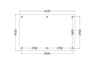 Plat dak constructie | pergola | 637x411cm