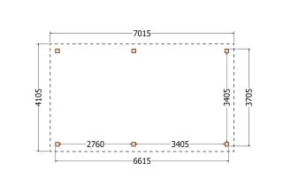 Plat dak constructie | pergola |  702x411cm