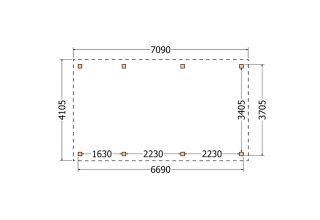 Plat dak constructie | pergola | 710x411cm