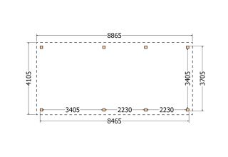 Plat dak constructie | pergola | 887x411cm
