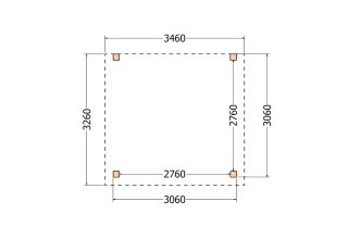 Aanbouwveranda constructie | pergola | 346x326cm