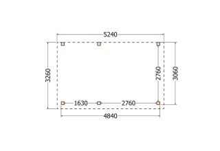 Aanbouwveranda constructie | pergola | 524x326cm links 