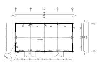 De Hoeve Houten Huis Jara 70-B 70mm | 840x440cm